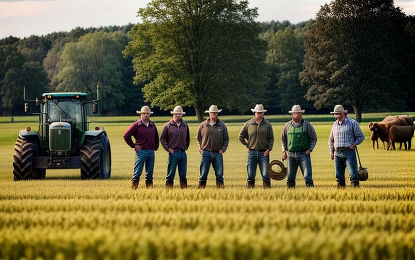 Saisonarbeiter in der Landwirtschaft mit Traktor im Hintergrund